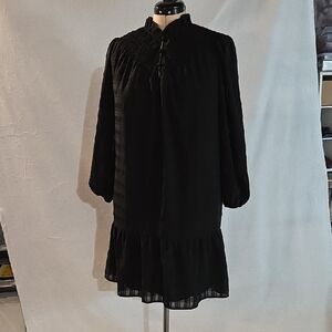 Loft Large Black 3/4 Sleeve Goth-Like Dress